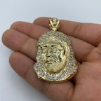 14K Gold Jesus Head Pendant 2.2 in - additional product view 6