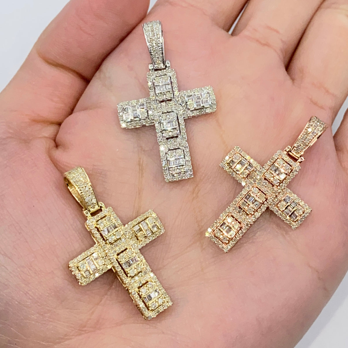 10K Gold Humble Cross Diamond Baguette Pendant - additional product view 2