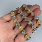 10K Gold 9mm Multi-Color Hearts Link Diamond Baguette Bracelet 6.5-7.5 - additional product view 7