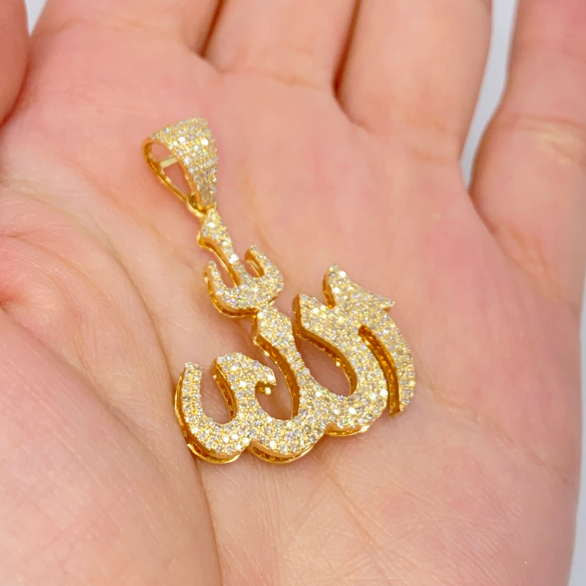 14K Gold Allah Diamond Pendant - additional product view 3