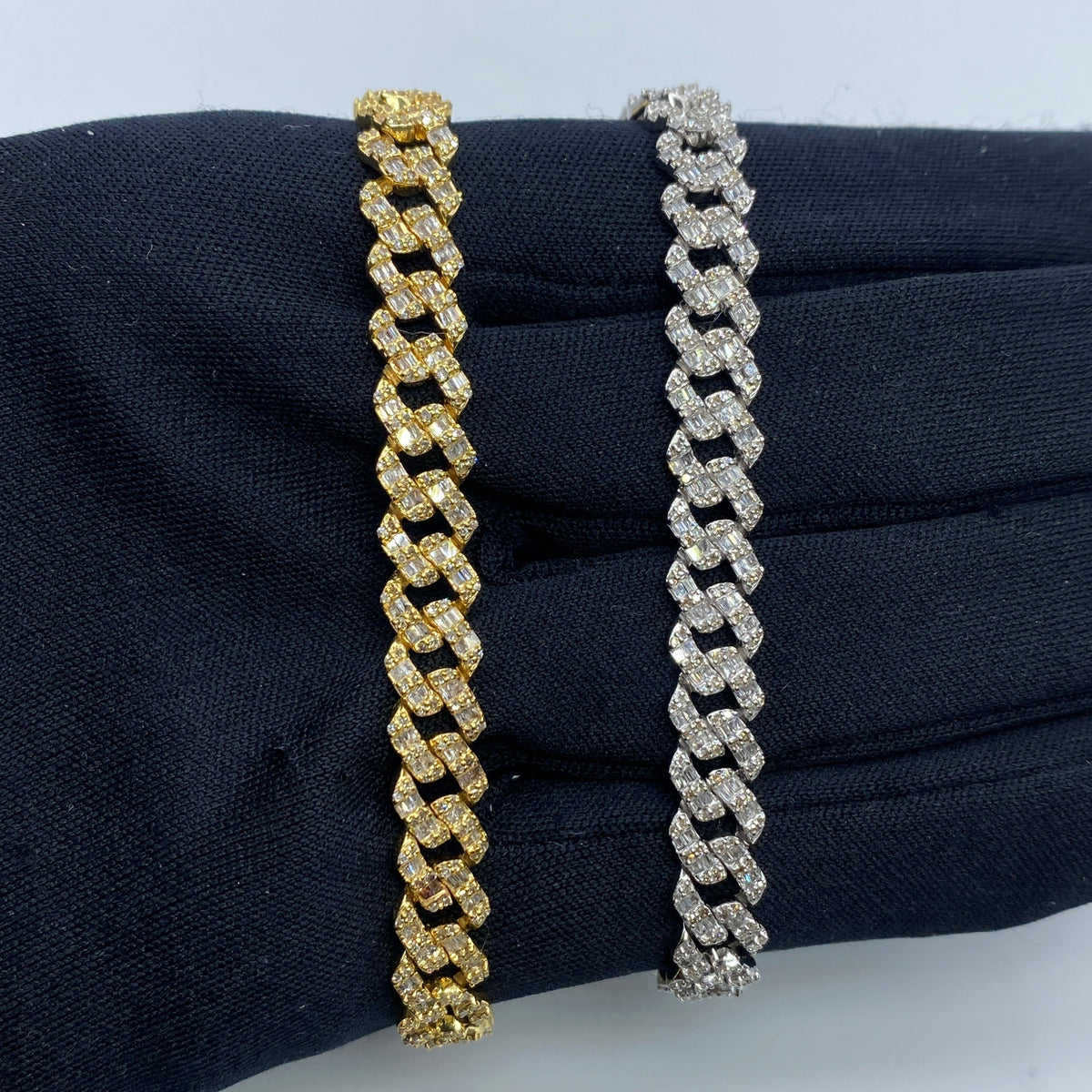 10K Gold 6.5mm Cuban Link Diamond Baguette Bracelet 7–8 in - main product photo
