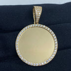 14K Gold Circle Picture Photo CZ Pendant - additional product view 2