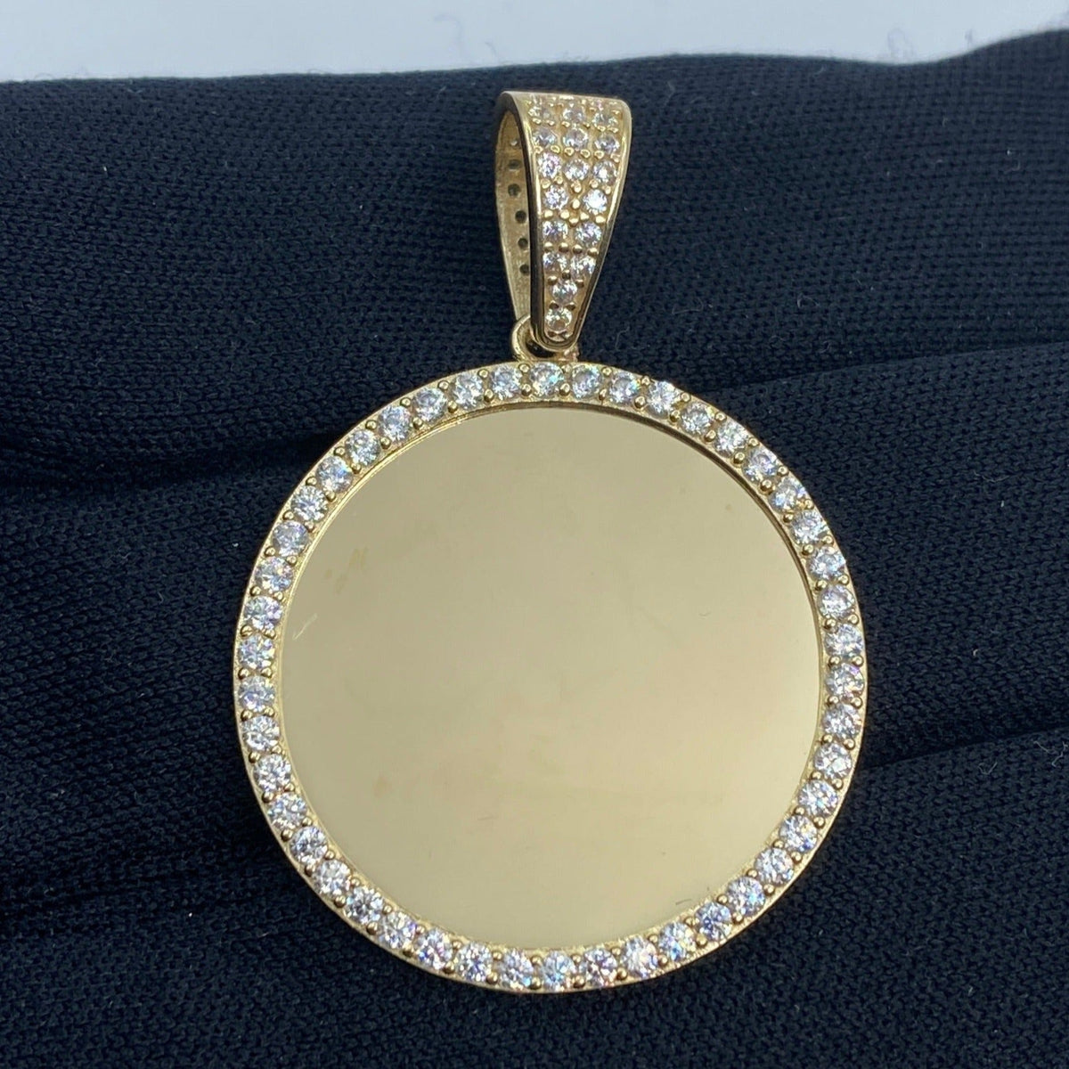 14K Gold Circle Picture Photo CZ Pendant - additional product view 2