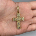 10K Gold Cross 3D Baguette Diamond Pendant in yellow gold - close-up product photo