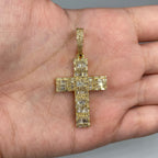 10K Gold Cross 3D Baguette Diamond Pendant in yellow gold - close-up product photo