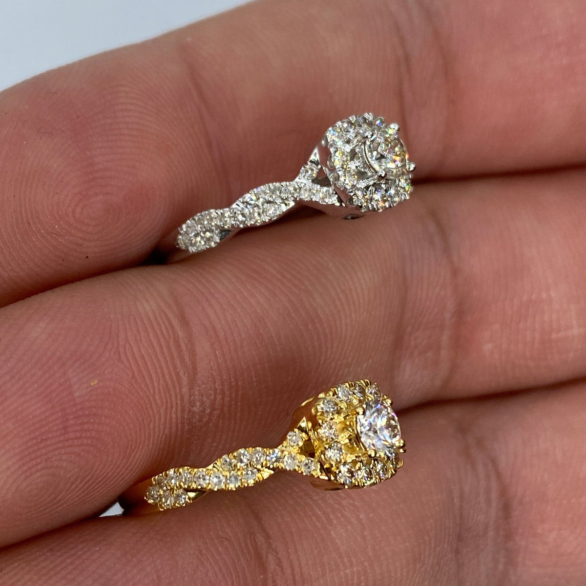 14K Gold Large Center Stone Spiral Diamond Engagement Ring - additional product view 4