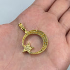 10K Gold Star Moon Diamond Pendant - additional product view 4