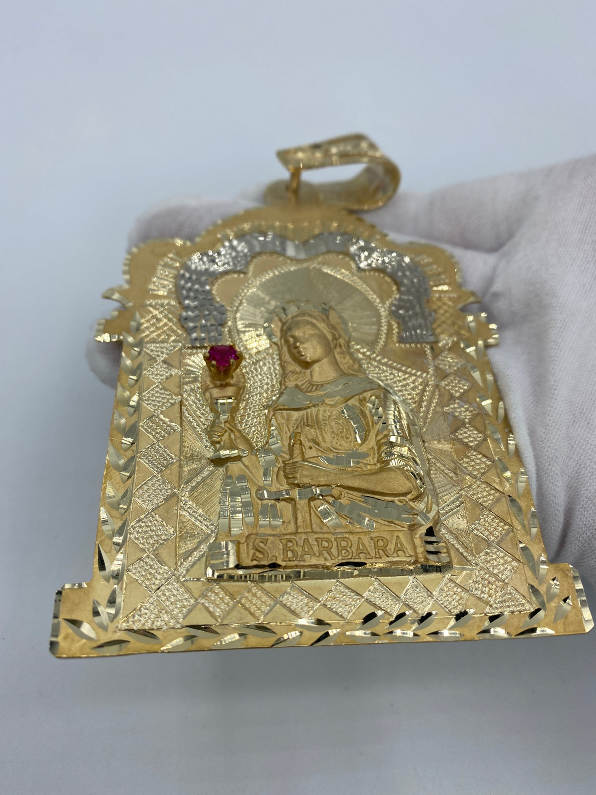 10K Gold Saint Barbara Pendant - 4.5 in - additional product view 3