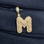 14K Gold Initial M Bubble Diamond Pendant - additional product view 2