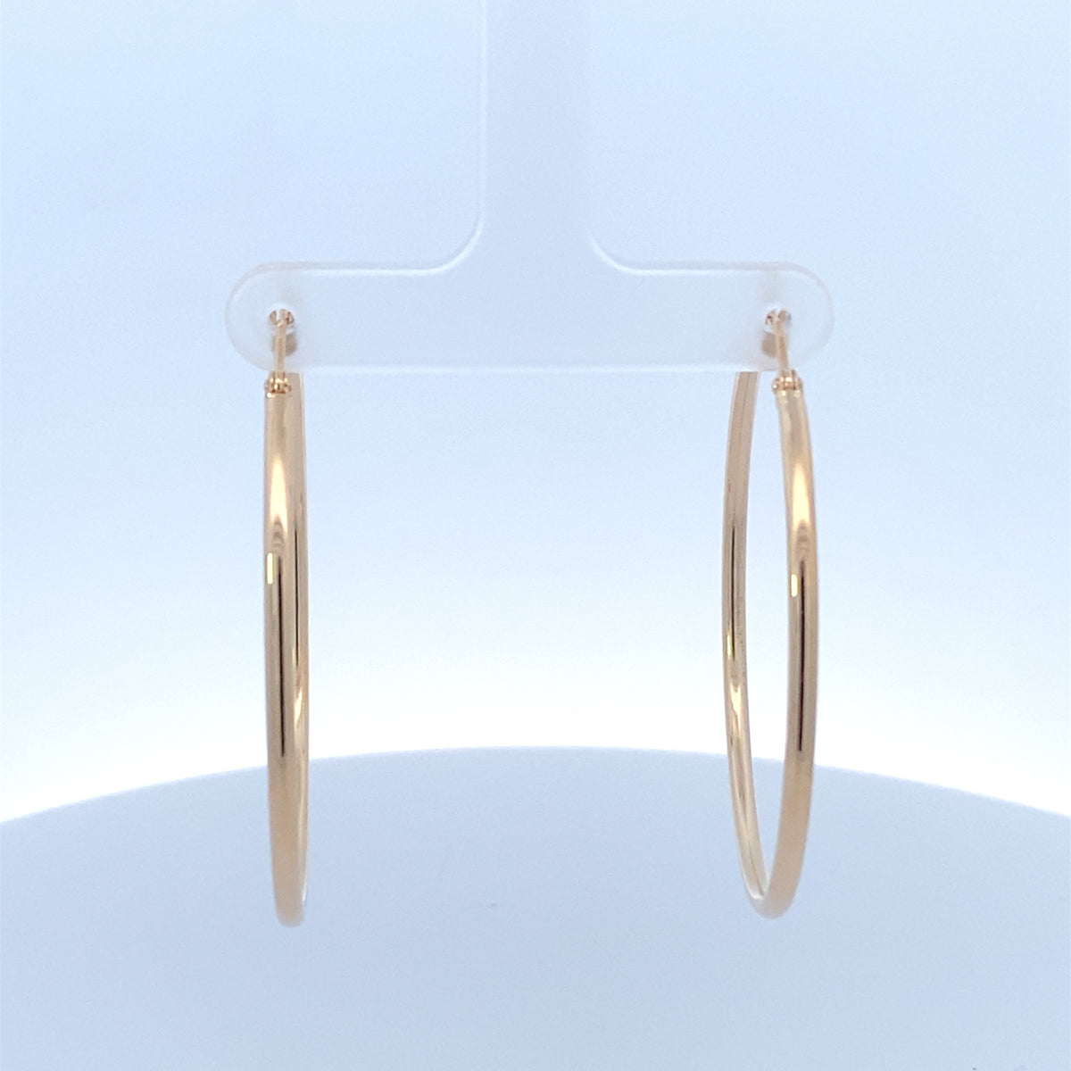 14K Gold Medium 2mm Hoop Earrings - additional product view 2