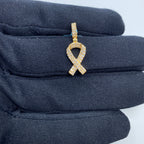 14K Gold Breast Cancer Awareness Ribbon Diamond Pendant - additional product view 2