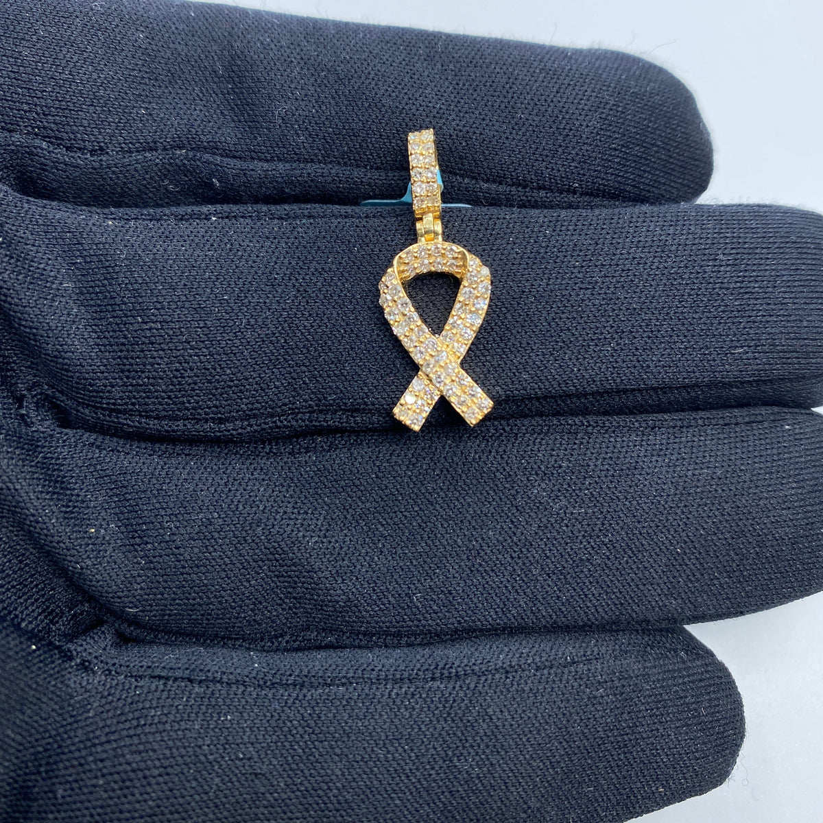 14K Gold Breast Cancer Awareness Ribbon Diamond Pendant - additional product view 2