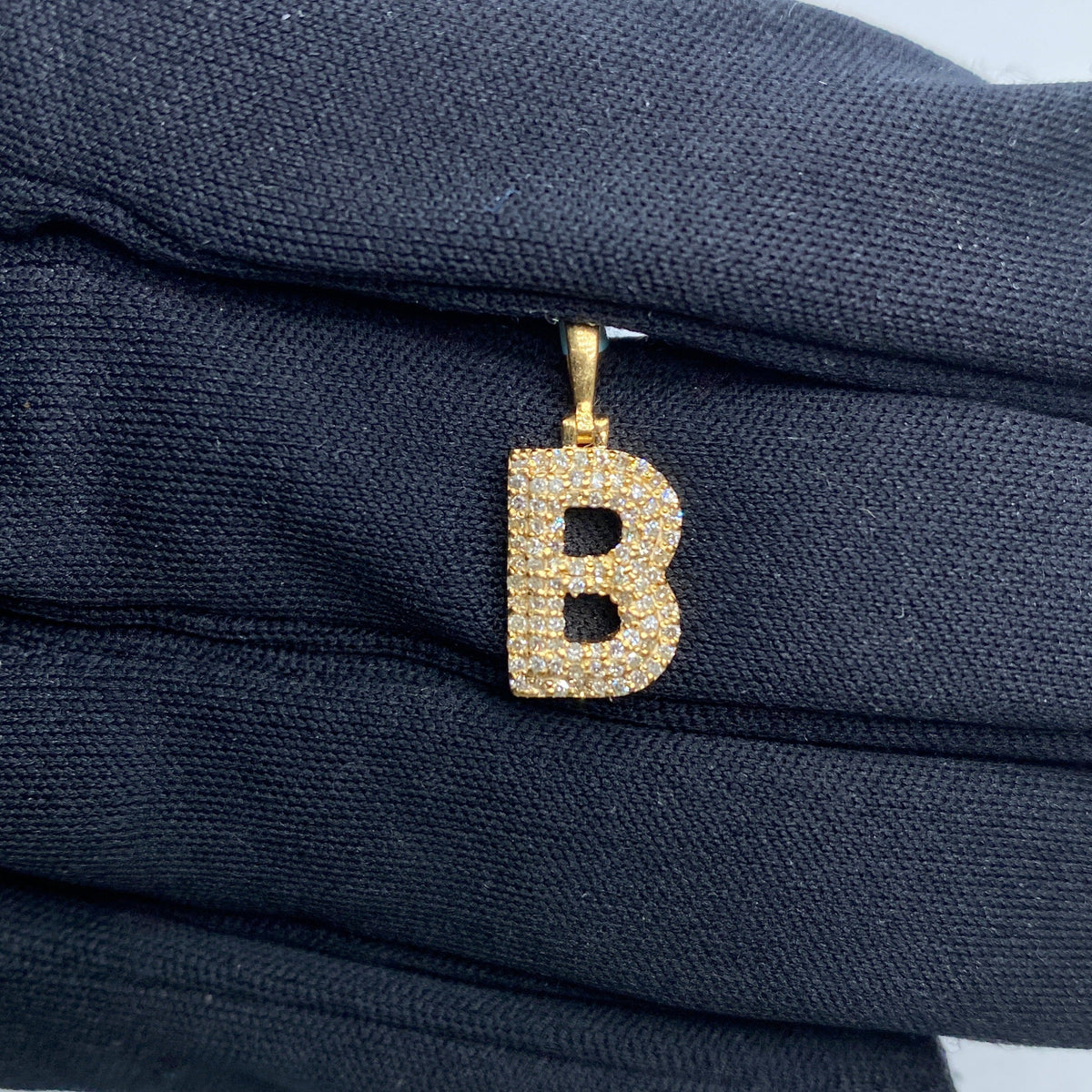 14K Gold Initial B Bubble Diamond Pendant - additional product view 2