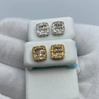 14K Gold Square Double-Row Diamond Baguette Earrings - additional product view 5