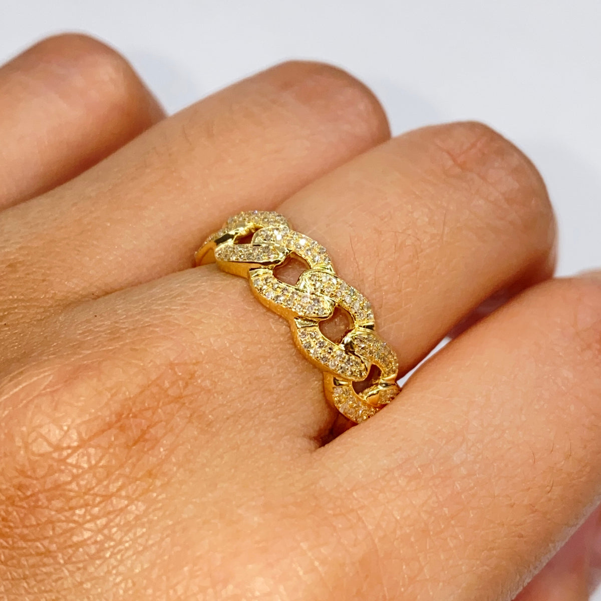 10K Gold Cuban Link Diamond Ring - additional product view 2