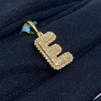 14K Gold Initial E Bubble Diamond Pendant - additional product view 3
