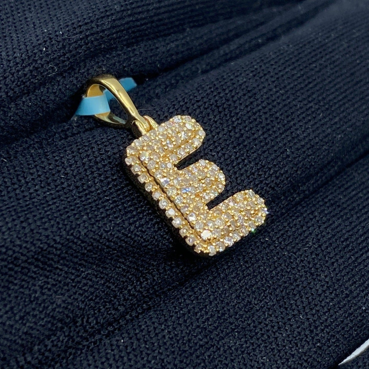 14K Gold Initial E Bubble Diamond Pendant - additional product view 3