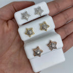 14K Gold 3D Star Diamond Earrings - additional product view 2