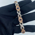 14K Gold Diamond Evil Eye Bracelet 8 in in two-tone (white & rose), Large - close-up product photo