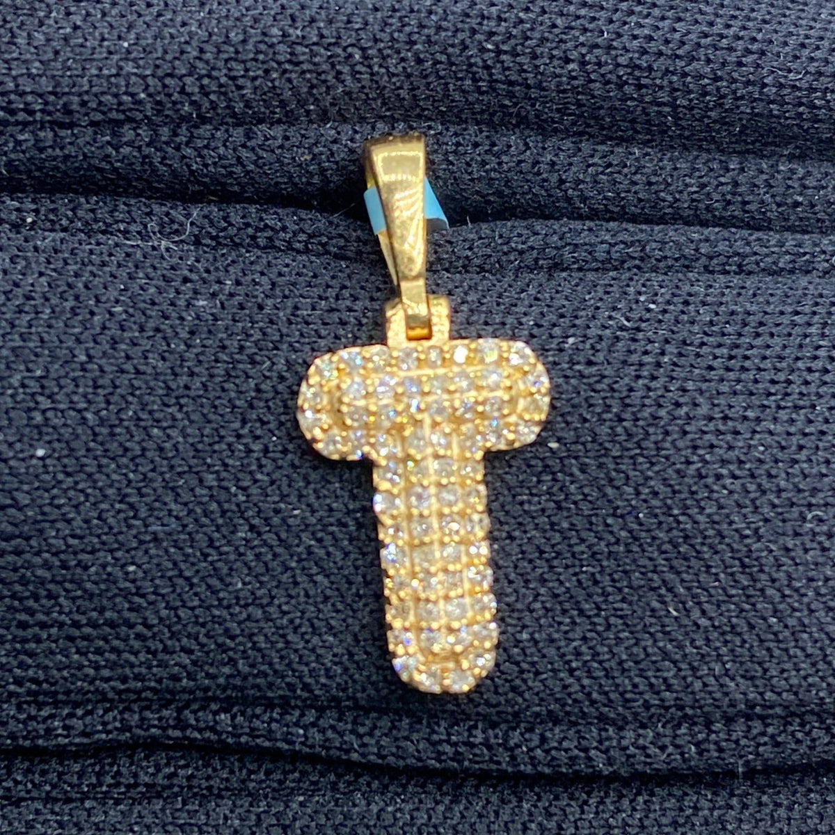 14K Gold Initial T Bubble Diamond Pendant - additional product view 2