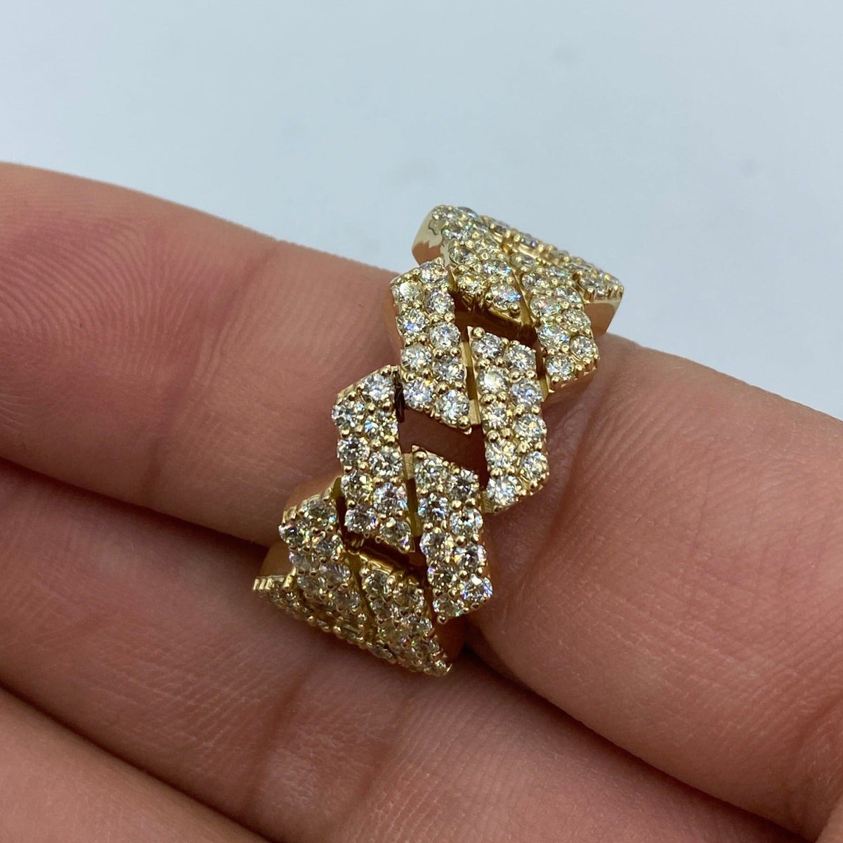 10K Yellow Gold Bold Cuban Link Diamond Ring - additional product view 2