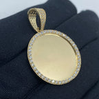 14K Gold Circle Picture Photo CZ Pendant - additional product view 3