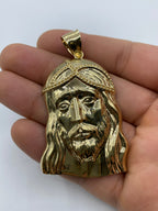 14K Gold Jesus Head Pendant 2.75 in - additional product view 2