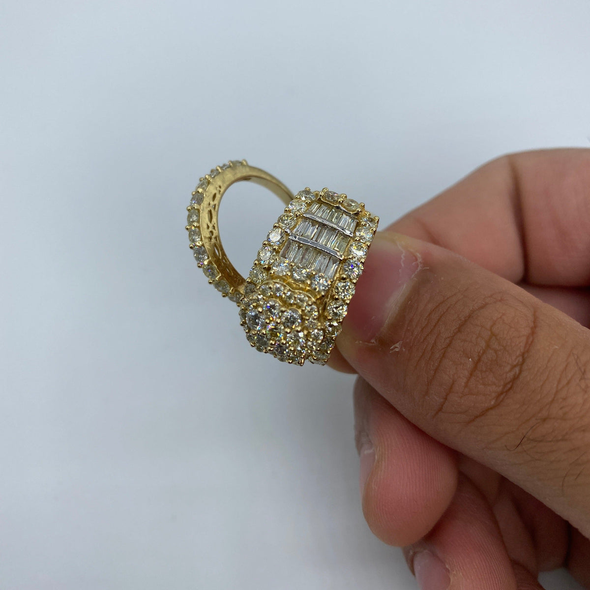 14K Gold Floral Tower Diamond Ring with Matching Band - additional product view 4