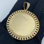 14K Gold Cuban Round Picture Photo CZ Pendant - additional product view 4