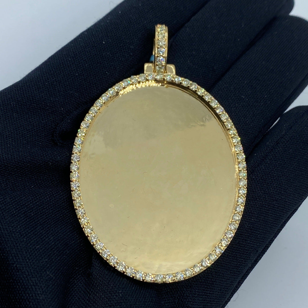 14K Gold Oval Diamond Picture Photo Pendant - additional product view 2