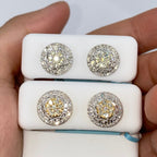 14K Gold Jumbo Circle Flower Halo Diamond Baguette Earrings - additional product view 2