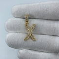 14K Gold Initial X Diamond Baguette Pendant in yellow gold, Small - close-up product photo