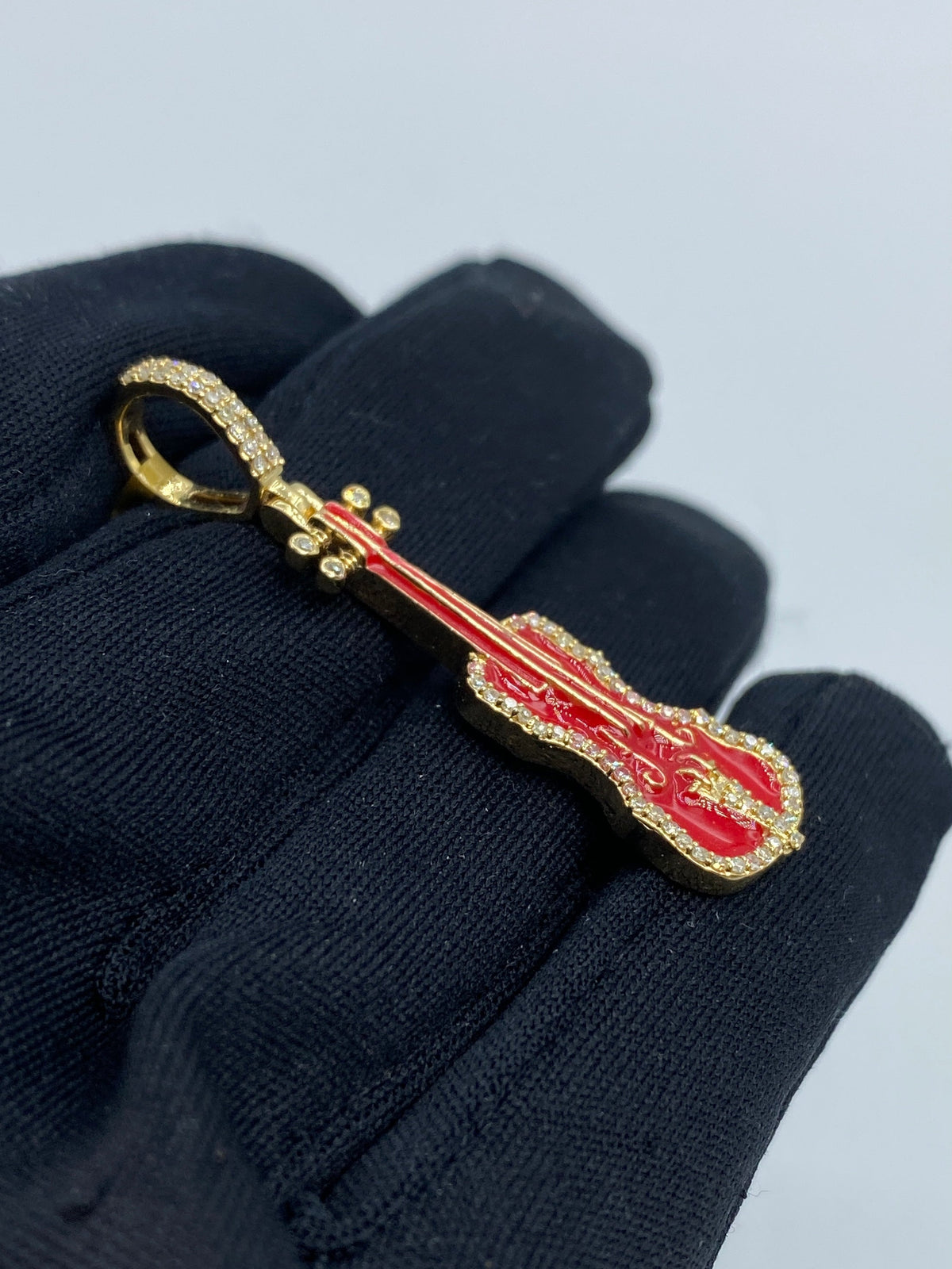 Red Guitar Diamond Pendant - additional product view 3