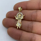 14K Gold Jesus Save Us Pendant - additional product view 3
