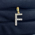 14K Gold Single Stone Initial F Diamond Pendant, Small - close-up product photo