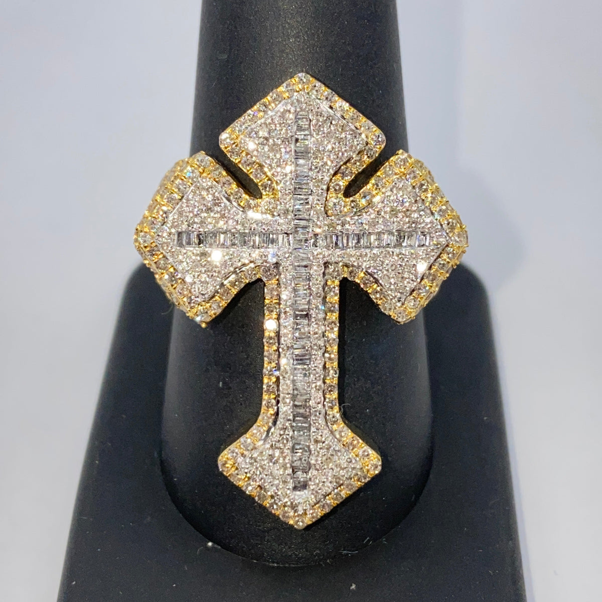10K Gold Bold Cross Diamond Ring - additional product view 7