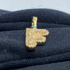 14K Gold Initial F Bubble Diamond Pendant - additional product view 4