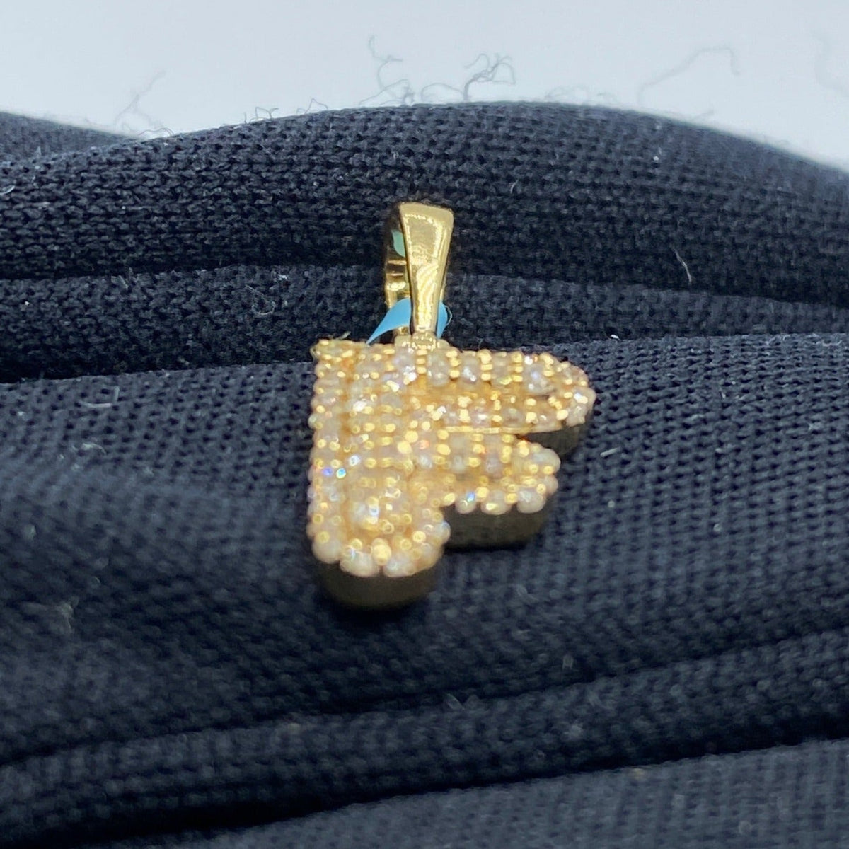 14K Gold Initial F Bubble Diamond Pendant - additional product view 4