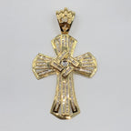 10K Gold Francis Cross Diamond Baguette Pendant - additional product view 3