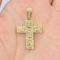 10K Gold Humble Cross Diamond Baguette Pendant in yellow gold - close-up product photo