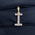 14K Gold Single Stone Initial I Diamond Pendant, Small - close-up product photo
