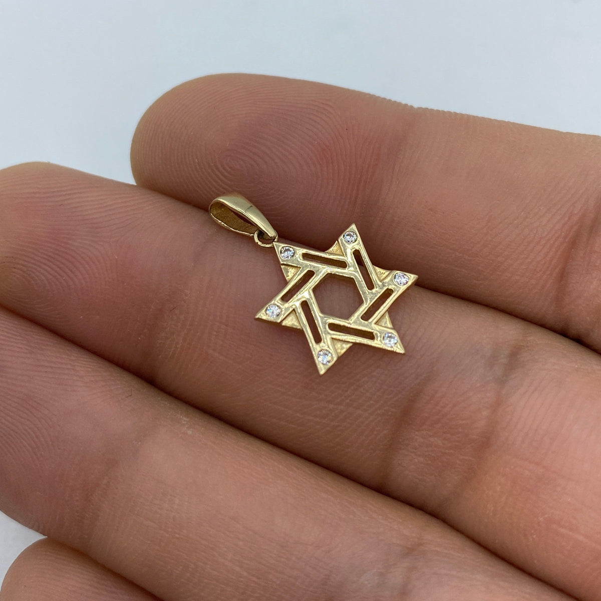 14K Gold Star of David Diamond Pendant - additional product view 5