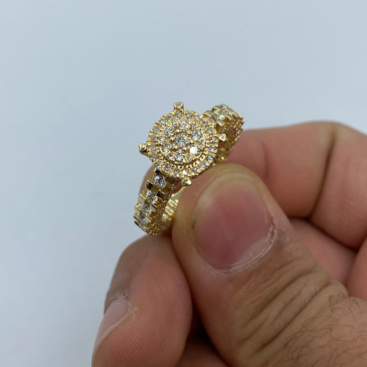 14K Gold Jumbo Diamond Engagement Ring in yellow gold - close-up product photo
