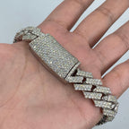 14K Gold 15mm Jumbo Iced Razor Cuban Link Diamond Chain 16 in - additional product view 7