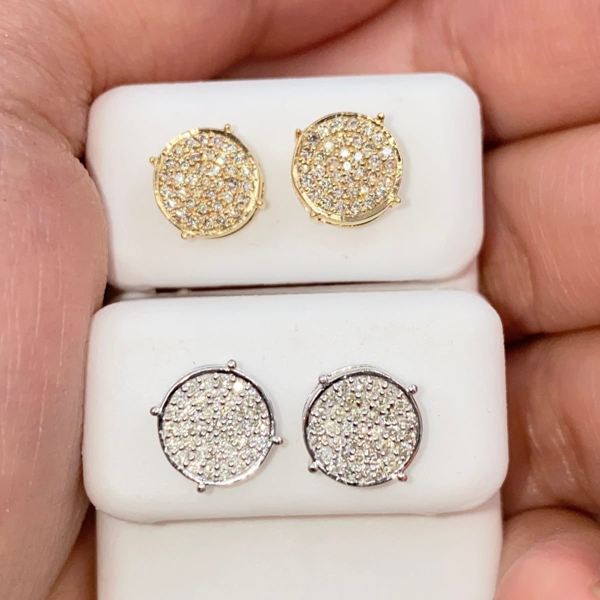 14K Gold 8mm Circle Diamond Earrings - additional product view 5