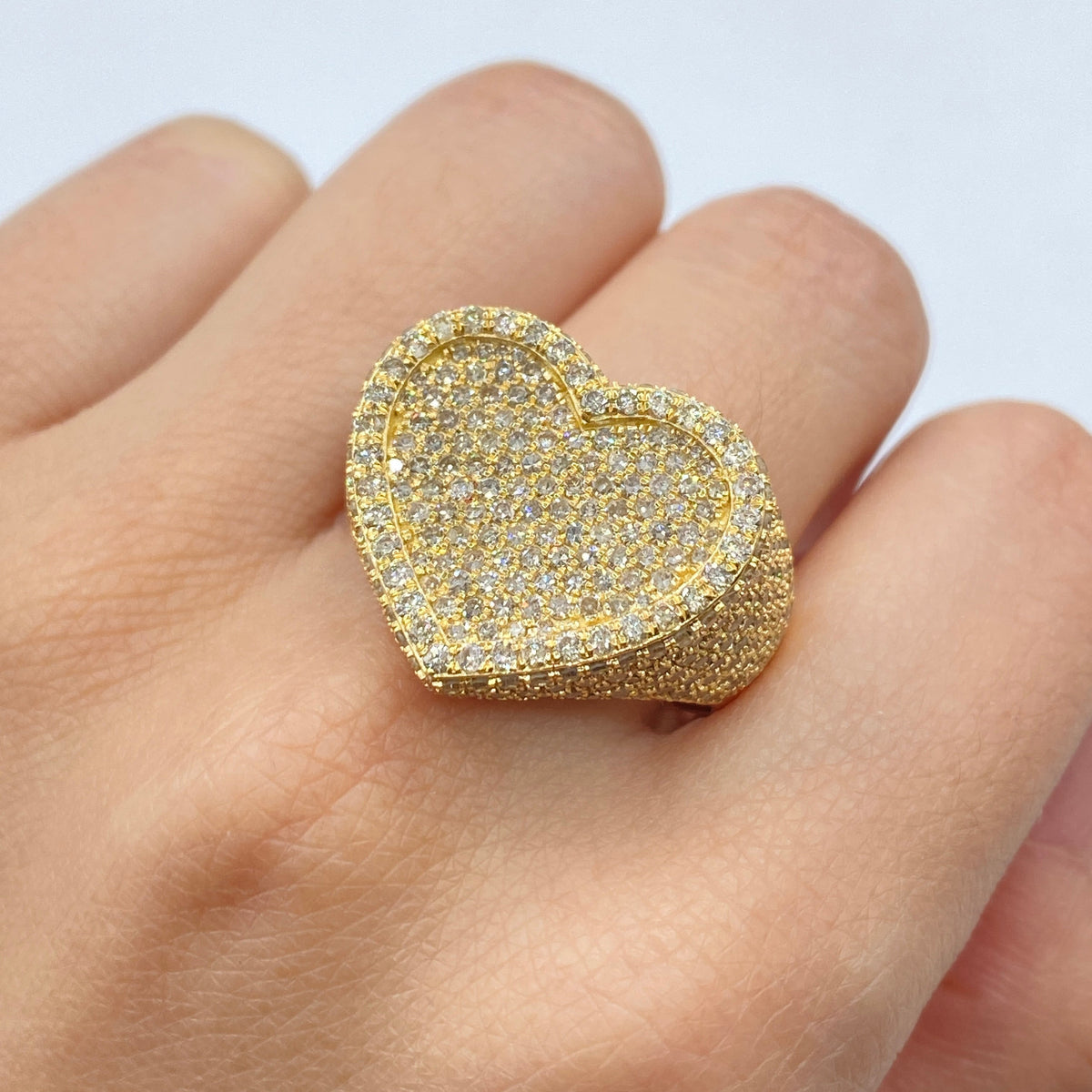14K Gold Heart Diamond Ring in yellow gold - close-up product photo