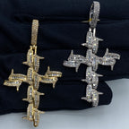 10K Gold Holy Spirit Cross Diamond Baguette Pendant - additional product view 2