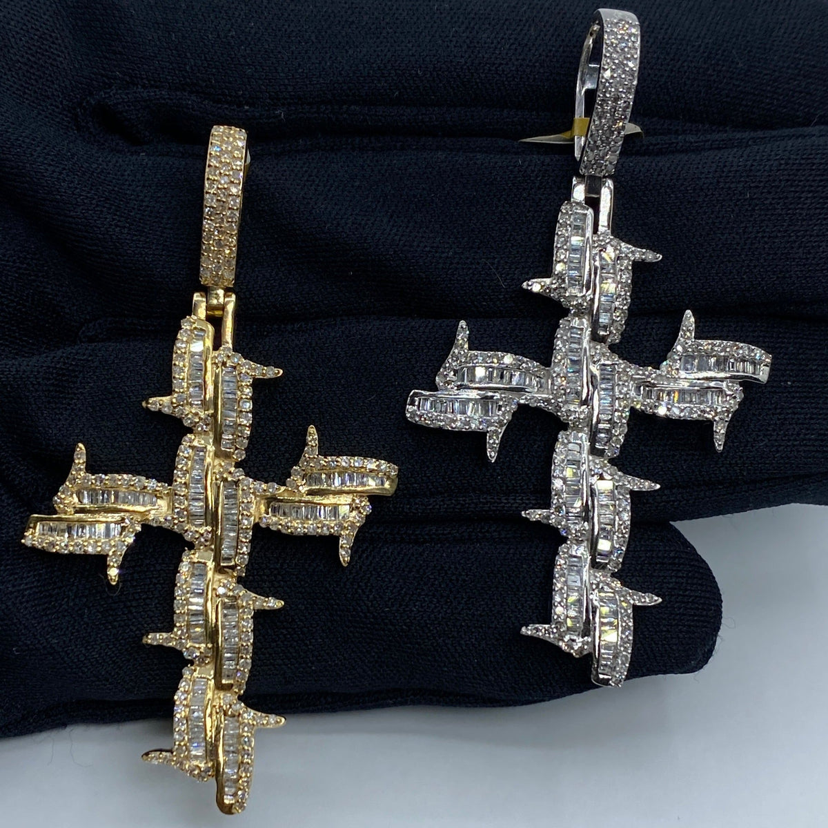 10K Gold Holy Spirit Cross Diamond Baguette Pendant - additional product view 2