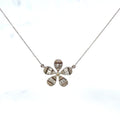 14K Gold Large Daisy Flower Diamond Baguette Necklace in white gold - close-up product photo