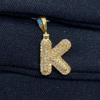 14K Gold Initial K Bubble Diamond Pendant - additional product view 2